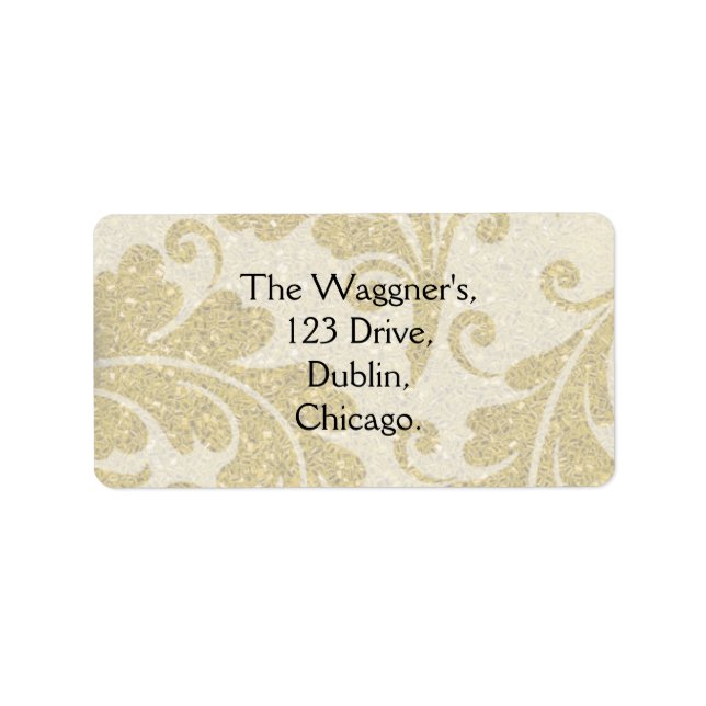 Gold Paisley Damask Postage Address Labels (Front)