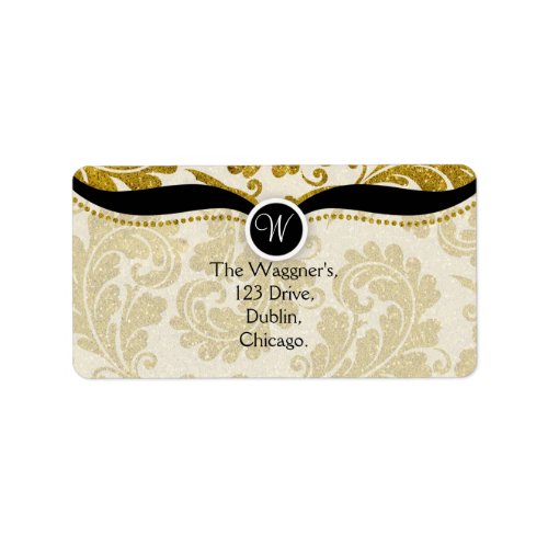 Gold Paisley Damask Postage Address Labels