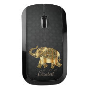 Gold Paisley  Elephant,damask  -personalized Wireless Mouse at Zazzle