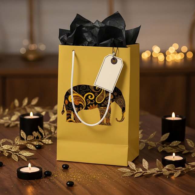 gold paisley elephant small gift bag (Creator Uploaded)