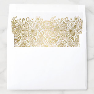 Gold paisley lace design envelope liner