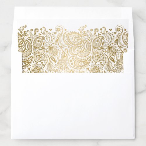 Gold paisley lace design envelope liner