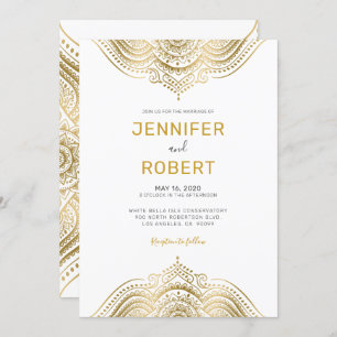Gold paisley lace mandala invitation