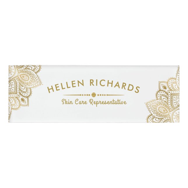 Gold Paisley Mandala Name Tag (Front)