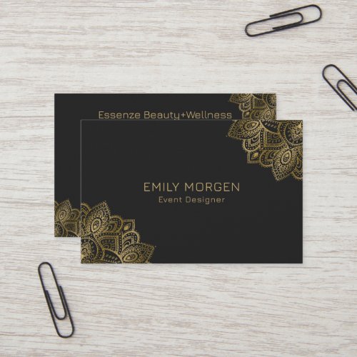 Gold Paisley Mandala On Dar Gray Business Card