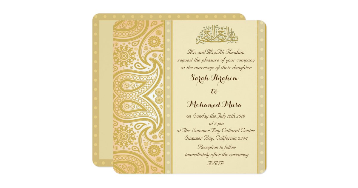 Gold Paisley Muslim wedding Invitation | Zazzle.com