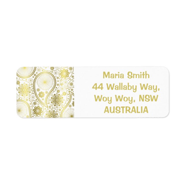 Gold paisley pattern label (Front)