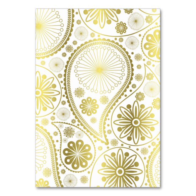 Gold paisley pattern table number (Front)