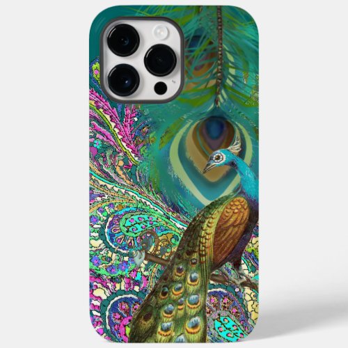 Gold Paisley Peacock  Feather You Choose Color Case_Mate iPhone 14 Pro Max Case