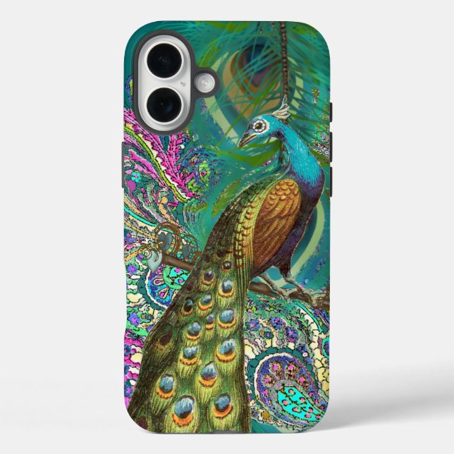 Gold Paisley Peacock & Feathers Case-Mate iPhone Case (Back)
