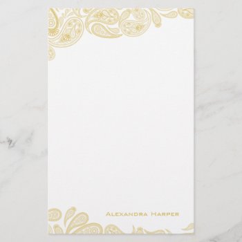 Gold Paisley Personalized Stationery by cranberrydesign at Zazzle