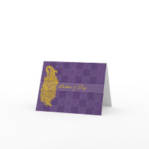 Gold Paisley & Purple Personalized Note Card