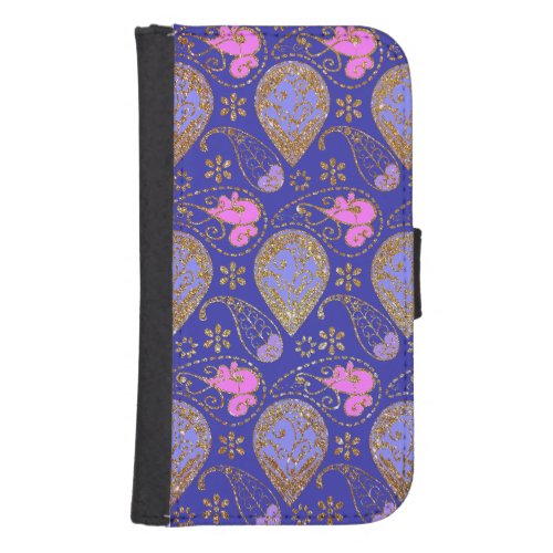 Gold Paisley Samsung S4 Wallet Case