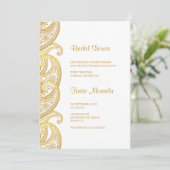 Gold Paisley Traditional Indian Bridal Shower Invitation (Standing Front)