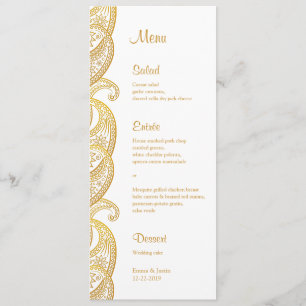Gold Paisley Traditional Indian Wedding Menu