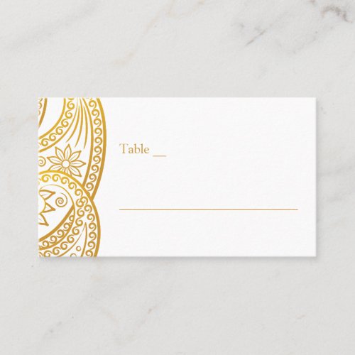 Gold Paisley Traditional Indian Wedding Place Card