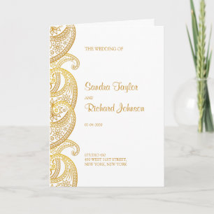 Gold Paisley Traditional Indian Wedding Program