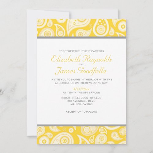 Gold Paisley Wedding Invitations