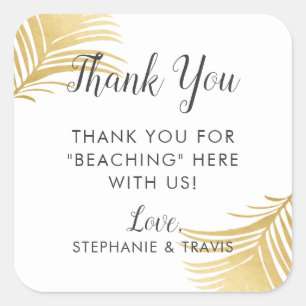 Gold Palm Beach Thank You Hotel Favor Label