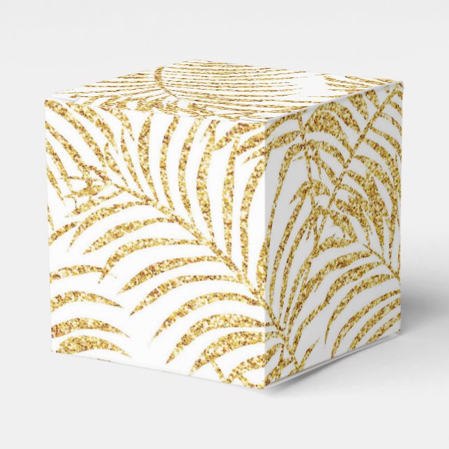 Gold Palm Gift Favor Box (Front Side)