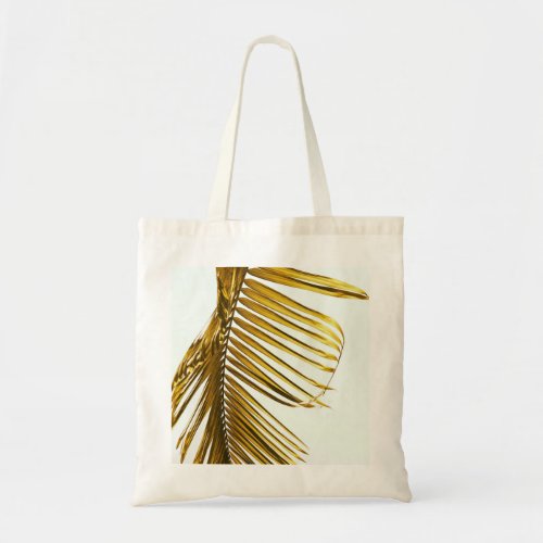 gold palm leaf futter tote bag