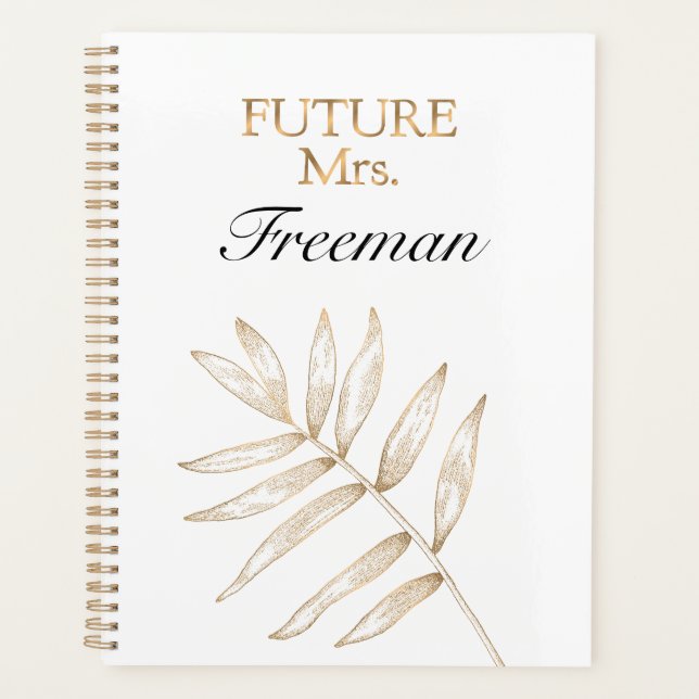Gold Palm Leaf Future Mrs. Bridal Notebook (Front)