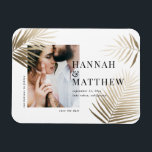 Gold palm leaf save the date photo wedding magnet<br><div class="desc">Modern classy gold effect palm leaf photo wedding save the date card. With modern,  elegant backer design.</div>