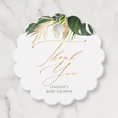 Gold Palm Leaf Tropical Baby Shower Thank You Favor Tags