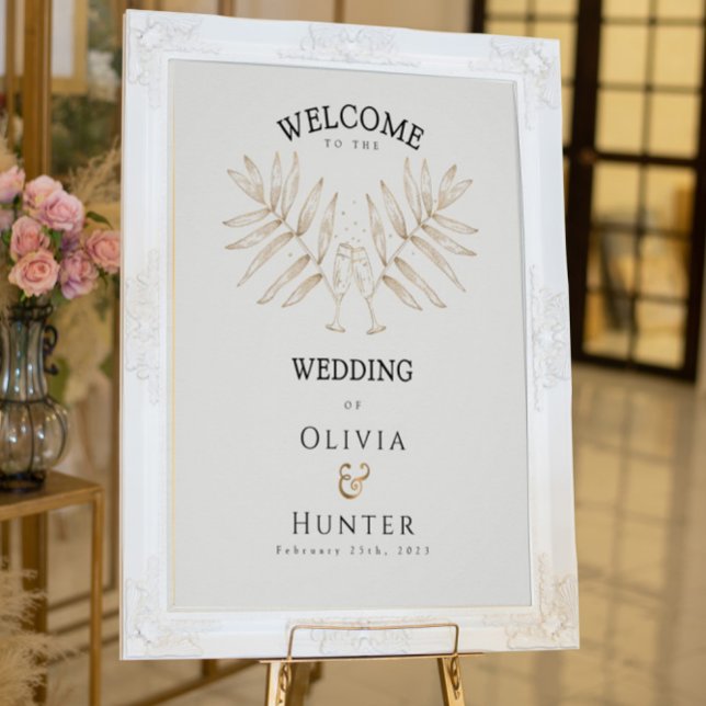 Gold Palm Leaf Wedding Welcome Sign | Modern (Creator Uploaded)