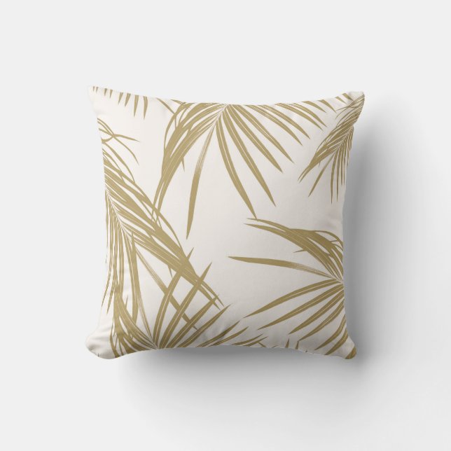 Gold Palm Leaves Dream #1 #tropical Throw Pillow (Front)