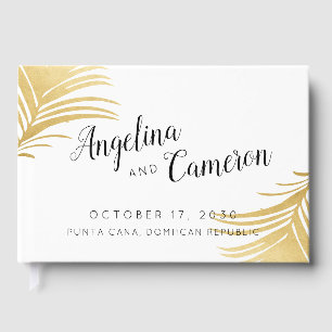 Gold Palm Leaves Modern Tropical Wedding Guest Book