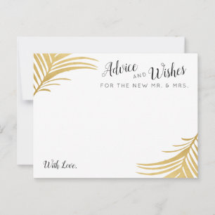 Gold Palm Leaves Wedding Advice and Wishes Cards