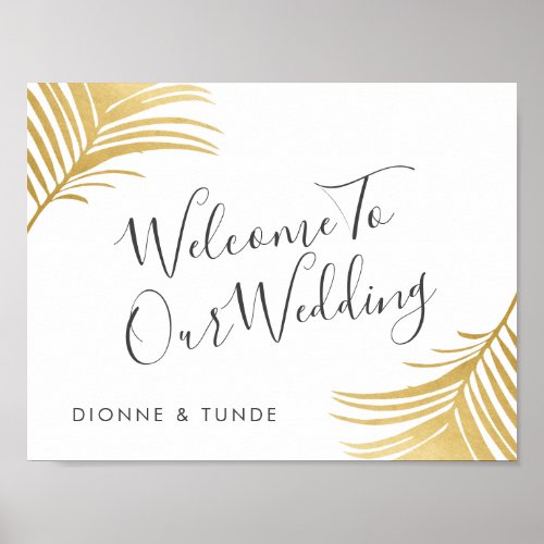 Gold Palm Leaves Welcome Wedding Sign