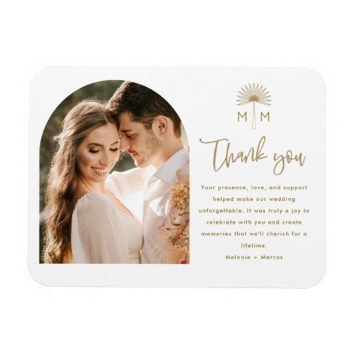 Gold Palm Tree Arch Photo Wedding Thank You Magnet