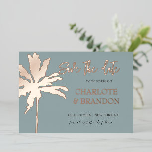  Gold Palm Tree Beach Wedding Save The Date Foil Invitation