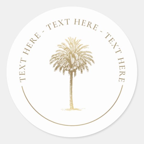 Gold Palm Tree Classic Round Sticker