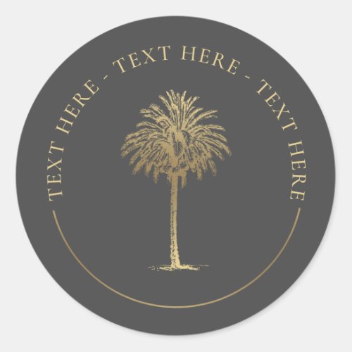 Gold Palm Tree Classic Round Sticker