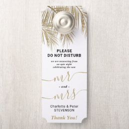 Gold palm tree do not disturb welcome wedding door hanger