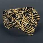 Gold Palm Tree Fronds Tropical Black Neck Tie<br><div class="desc">Tropical gold palm tree fronds on a black background (or any color), this men's neck tie is cool for the office, a night on the town, a wedding, for the groom or groomsmen or give as a gift to your husband, dad, brother or best friend. Make a statement! More designs...</div>