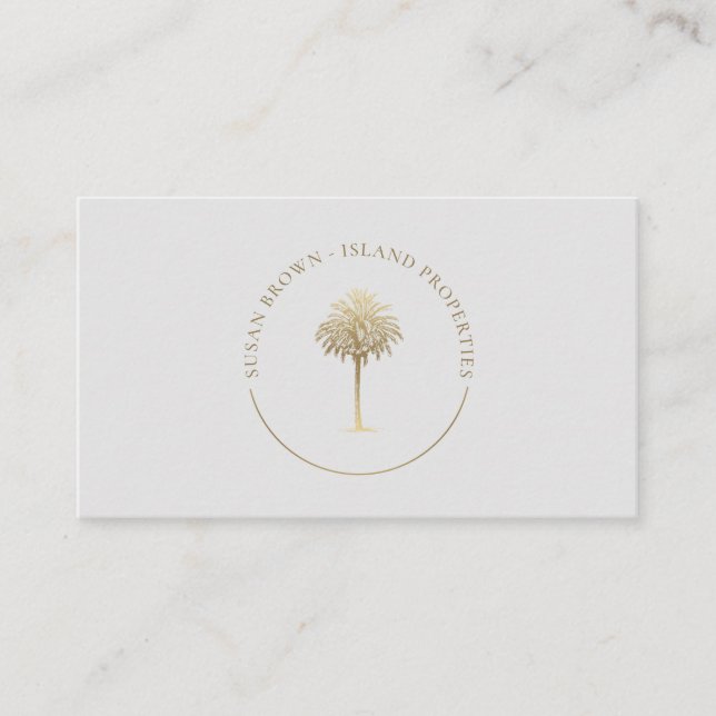 Gold Palm Tree Logo Business Card (Front)