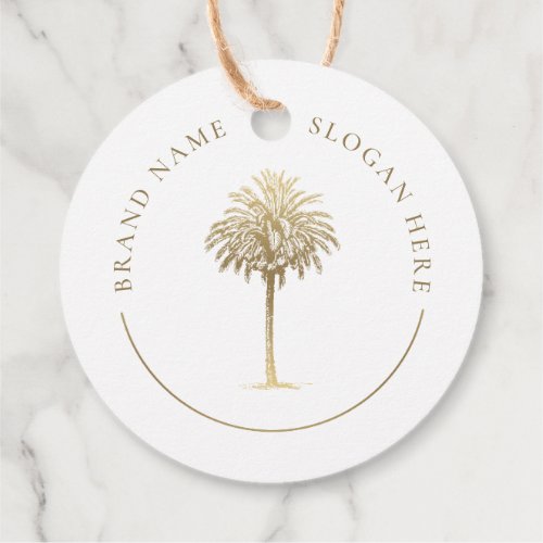 Gold Palm Tree Logo Favor Tags