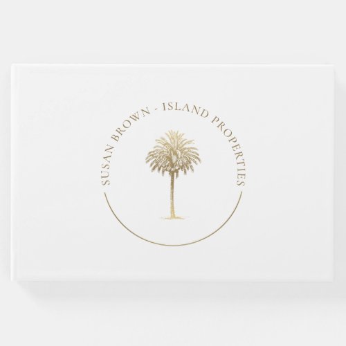 Gold Palm Tree Logo Guest Book