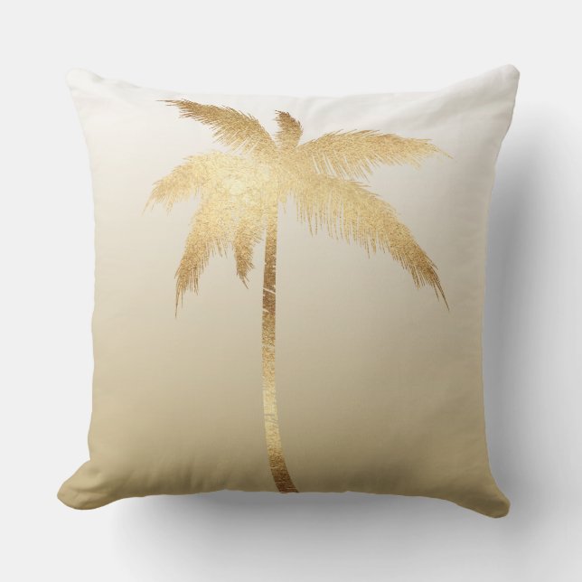 Gold Palm Tree Ombre Throw Pillow (Front)
