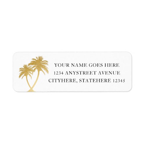 Gold Palm Tree Tropical Island Beach Address Label