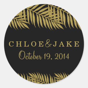 Gold Palm Tree Tropical Wedding Sticker