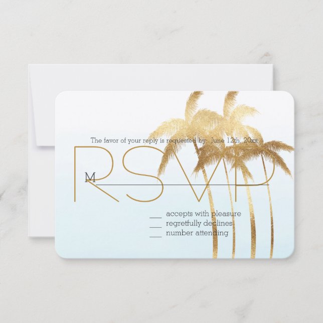 Gold Palm Trees Ombre RSVP (Front)