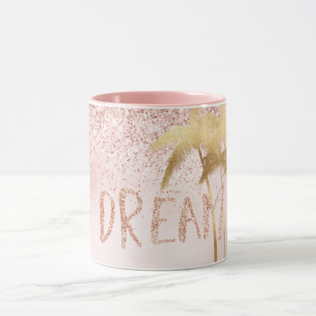 Gold Palm Trees Pink Ombre Glitter Dream       Mug (Center)