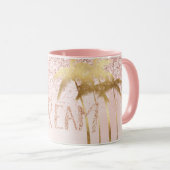 Gold Palm Trees Pink Ombre Glitter Dream       Mug (Front Right)