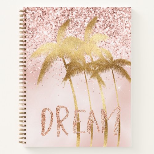 Gold Palm Trees Pink Ombre Glitter Dream           Notebook