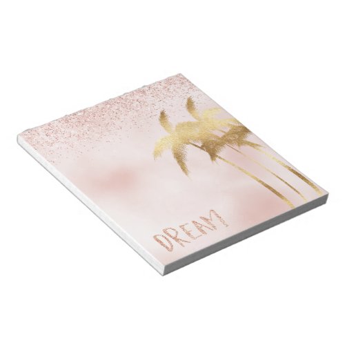 Gold Palm Trees Pink Ombre Glitter Dream Notepad